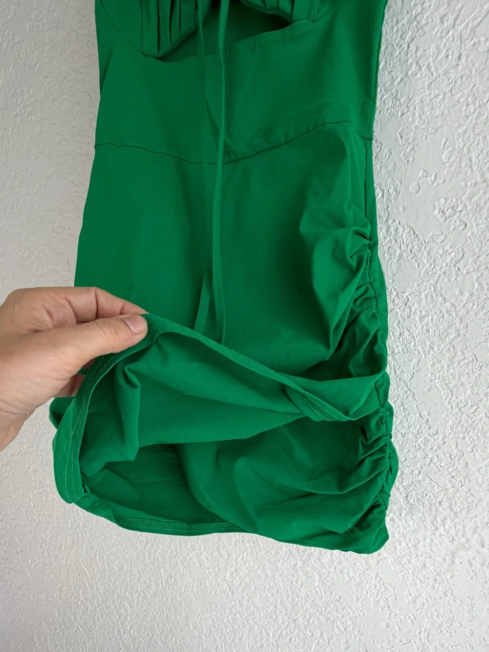 PrettyLittleThing Green Ruched Cut-Out Mini Dress Like New - US 2